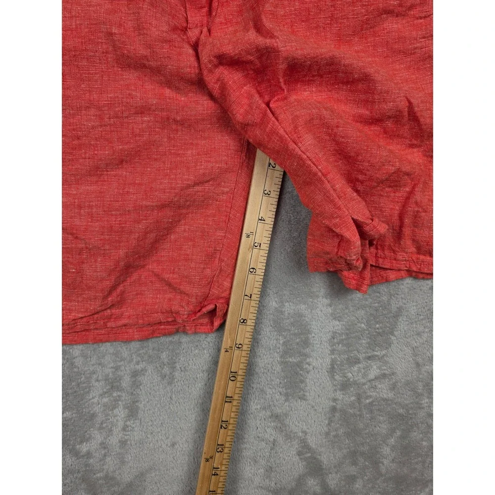 Banana Republic Emerson Short Mens 34 Red Linen Cotton Blend Flat Front Casual